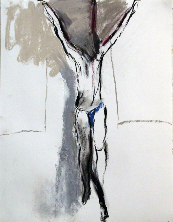 Drawing No. 46 Study on 'Crusifixion'  charcoal, crayon, acryl on paper 50x65 cm 2013  - kopie